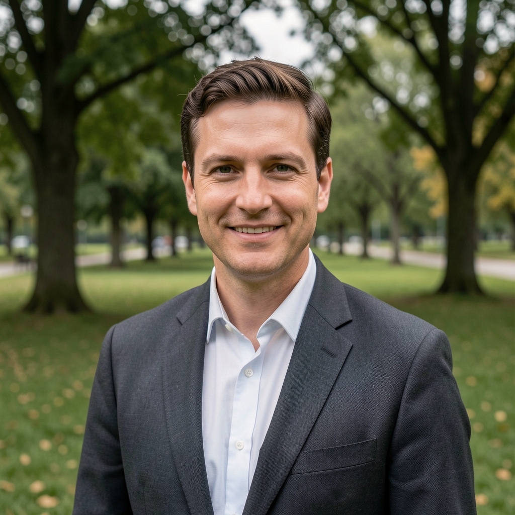 Jasper Ashcroft, guest contributor to Eralonek Press, photographed in a park in natural overcast light